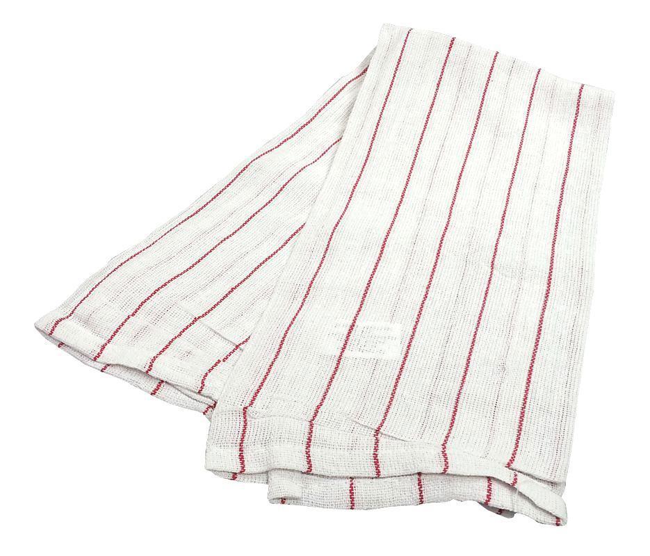 Lintless Red Pin Stripe Glass Towel