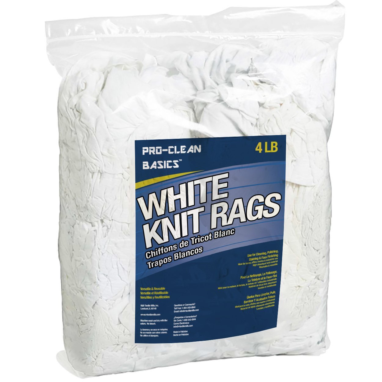 White Knit T-Shirt 100% Cotton Cleaning Rags 10 lbs. Bag - Multipurpos
