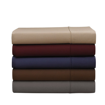 Tan, red, blue brown and gray flat and fitted sheets